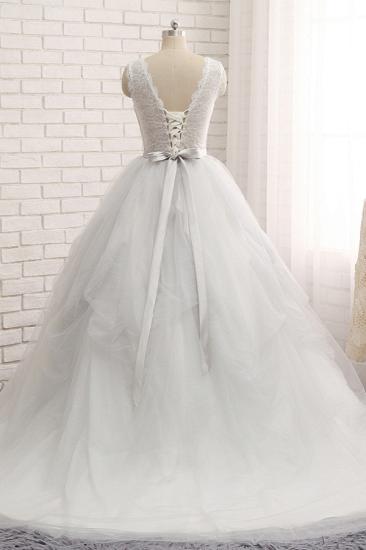 Bradyonlinewholesale Affordable Jewel Sleeveless Lace Wedding Dresses A line Tulle Bridal Gowns On Sale_2