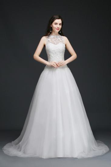 ANASTASIA | A-line High Neck Delicate Wedding Dress With Lace_4