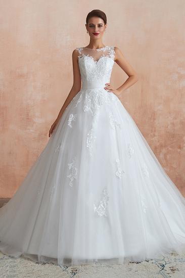 Affordable Sweetheart Sleeveless White Lace Wedding Dress_2