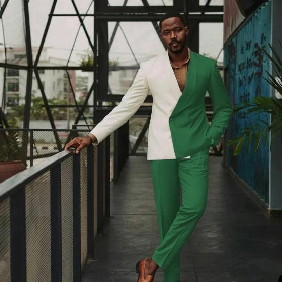 John Fashion  Bespoke Green Shawl Lapel Double Breasted Prom Suits_2