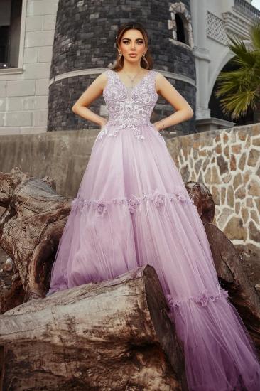 Lavender Evening Dress Long V Neck Ball Gowns Prom Dresses online_5