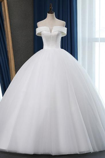 Bradyonlinewholesale Glamorous Off-the-shoulder A-line Tulle Wedding Dresses White Ruffles Bridal Gowns On Sale