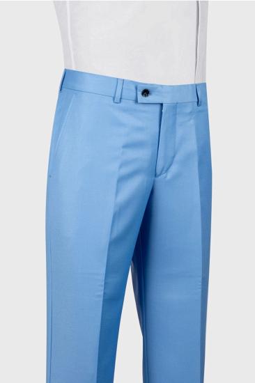 Pei Ocean Blue 3 Piece Slant Pockets Double Breasted Business Suit_3