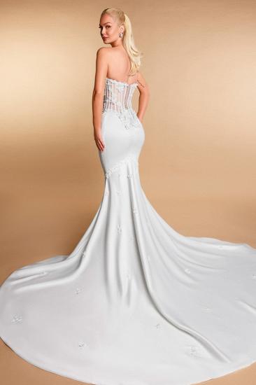 White Wedding Dresses Mermaid Wedding Dress Simple with Lace_3