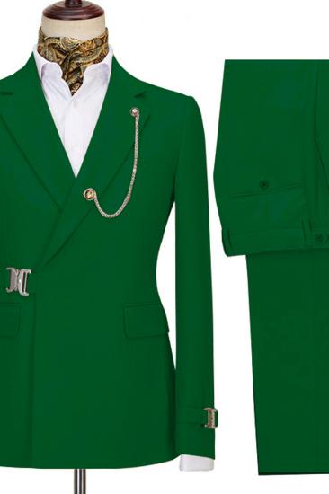 Liam latest dark green notched lapel men's business suit_2