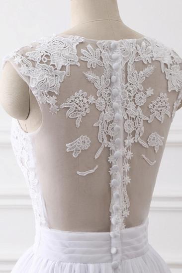 Bradyonlinewholesale Elegant Jewel Chiffon Lace White Wedding Dress A-Line Sleeveless Appliques Bridal Gowns with Slit On Sale_5