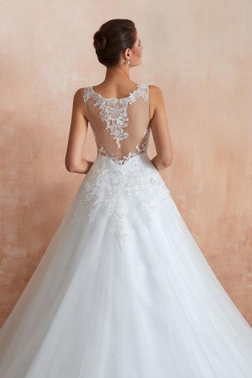 Carly | Sexy Pluging V-neck Ball Gown Wedding Dress with Chapel Train, Affordable Bridal Gowns with see-through Lace Back_2