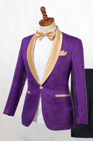 Antonio Purple One Button Gold Lapel Wedding Mens Suit Online_2