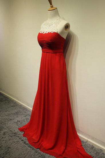 Red Elegant Applique Evening Gowns Sweep Train Atteactive Halter Sleeveless Dresses