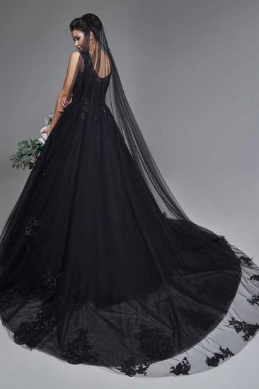 Elegant V-Neck Sleeveless Tulle Lace Wedding Gown_3