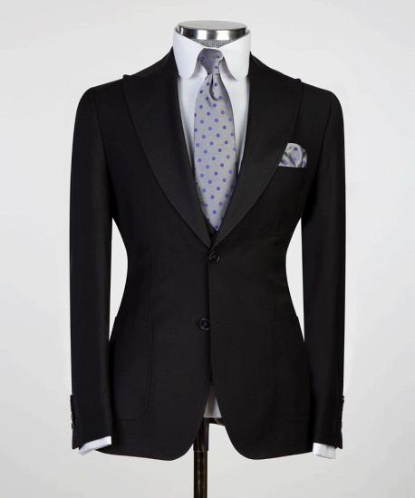 Duncan Newest Black Two Button Point Lapel Mens Business Suit_4