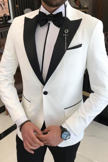 Aries Gorgeous White Slim Tailored Custom Groom Wedding Suit_3
