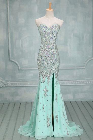 Mermaid Sweetheart Chiffon Evening Dresses Sweep Train Prom Gowns with Beadings_1
