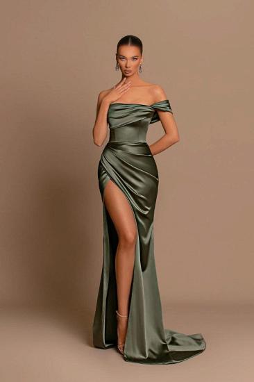 Olive Green Long Prom Dresses Cheap | Simple prom dresses_3