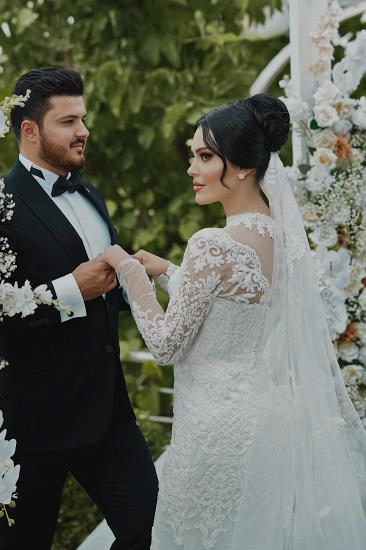 Vintage Wedding Dresses Mermaid Style With Sleeves Lace Wedding Dresses_7