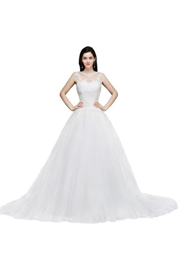 AZALEA | Princess Scoop Tulle Wedding Dress With Lace Appliques_4