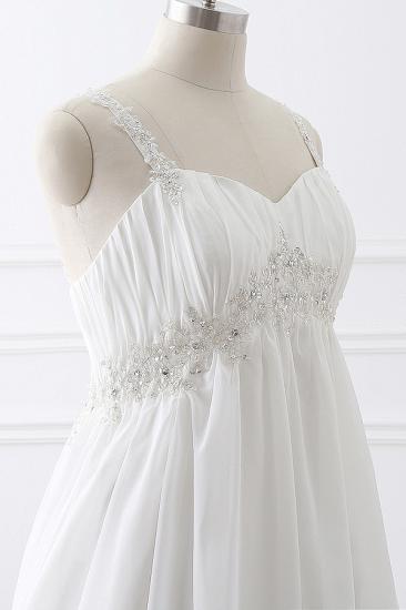 Elegant A-Line Chiffon Wedding Dresses Straps Appliques Lace-Up Bridal Gowns_5