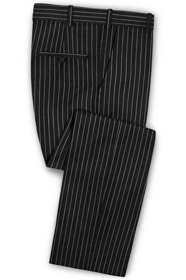 New Black Business Mens Suit | Wedding Two Piece Striped Groom Tuxedo_3