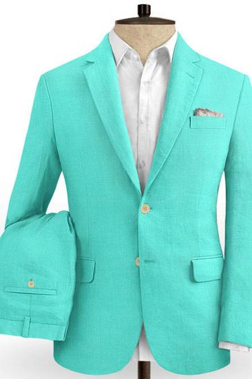 Turquoise Two Piece Mens Prom Suit |  Fashion Linen Mens Suit Online_2