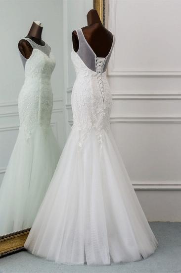 Bradyonlinewholesale Popular Jewel Sleeveless White Mermaid Wedding Dresses with Appliques_4
