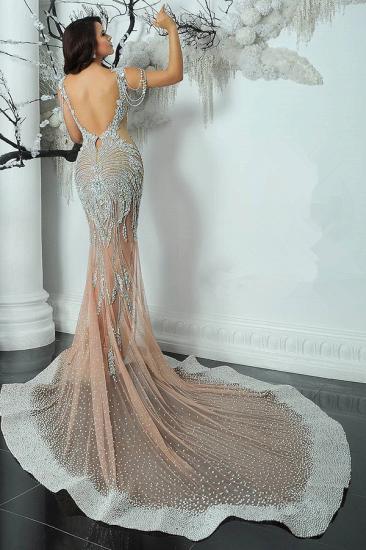 Sexy Backless Crystals Evening Dresses | Mermaid Luxury Prom Dresses with Nude Lining_2