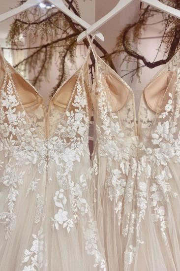 Elegant Spaghetti Strap Floral Lace Erin Wedding Dress Sleeveless Bridal Dress_3
