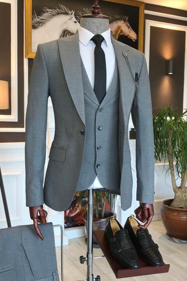 Osmond Trendy Dark Grey Pointed Lapel Slim Fit Mens_1