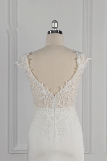 Bradyonlinewholesale Elegant V-neck Chiffon Lace Wedding Dress Beadings Appliques Mermaid Bridal Gowns Online_6