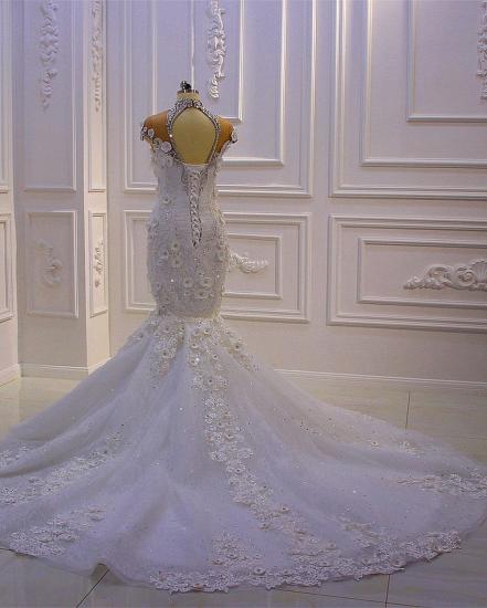 Off the shoulder sweetheart gems luxury flowers wedding dress_5