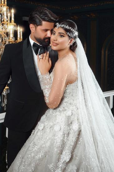 Luxurious Wedding Dresses Princess Lace Cream Wedding Dresses Online_6