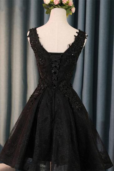 Elegant Black Homecoming Graduacion Dresses  Lace Applique Beaded Tulle Short Prom Dress Homecoming Dress_2