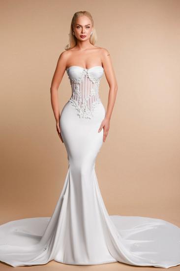 White Wedding Dresses Mermaid Wedding Dress Simple with Lace