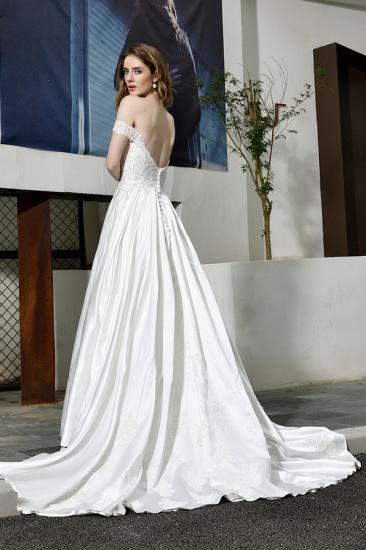 Beautiful Backless Off the Shoulder Sweetheart White Fall/Winter Wedding Dress_2