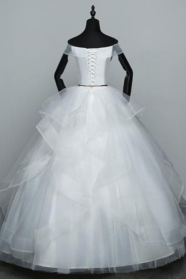 Bradyonlinewholesale Elegant Off-the-Shoulder Organza Wedding Dress Sleeveless Ruffles Bridal Gowns with Beading Sash_2