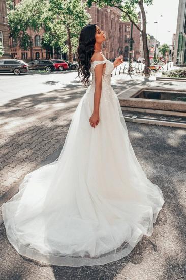 Simple V-neck floor-length sleeveless wedding dress | Wedding dresses A line lace_2