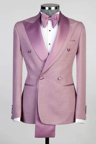 Pih Two Layer Lapel Double Breasted Dust Pink Men’s Prom Suit_1