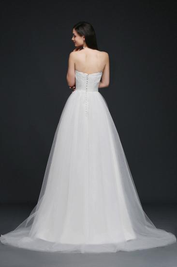 AZARIAH | A-line Strapless Tulle White Wedding Dress With Lace_2