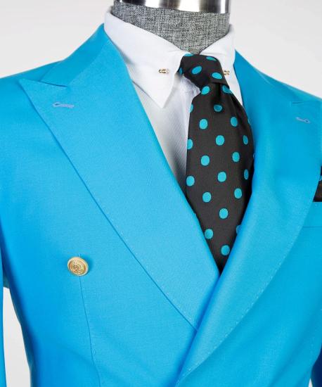 Fashion light blue slim fit two-piece men's suit with pointed collar_3