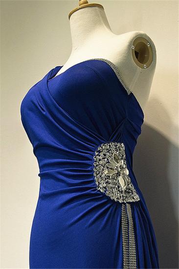 One Shoulder Crystal Blue Mermaid Long Prom Dress Elegant Sweep Train Formal Affordable Evening Gown