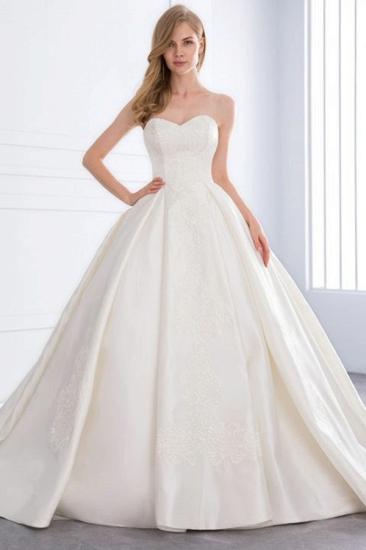 Sweetheart Strapless Lace Ball Gown Wedding Dresses | Open Back Pleated Bridal Gowns_3