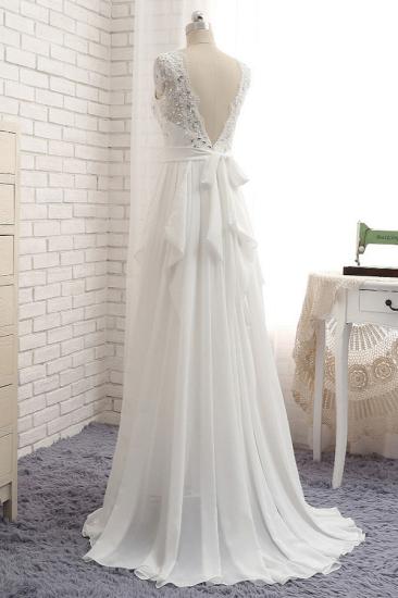 Bradyonlinewholesale Affordable Jewel White Chiffon Ruffle Wedding Dress Sleeveless Appliques Bridal Gowns with Beadings_4