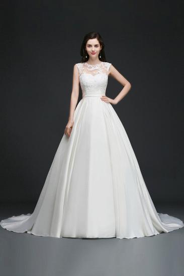 A-line Jewel Delicate Wedding Dress With Lace_5