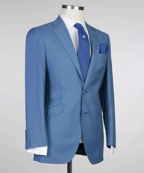 Modern Blue Two-Piece Notched Lapel Men's Prom Suit_2