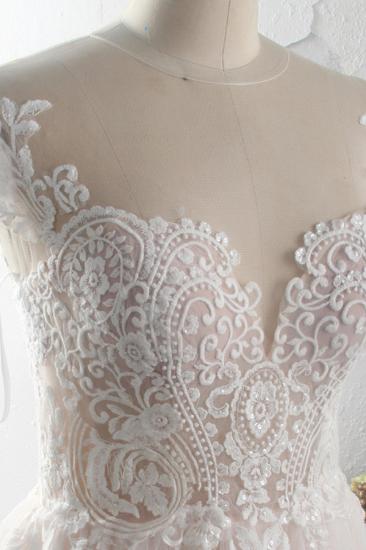 Bradyonlinewholesale Elegant Jewel Tulle Lace Wedding Dress Short Sleeves Appliques Ruffles Bridal Gowns On Sale_3