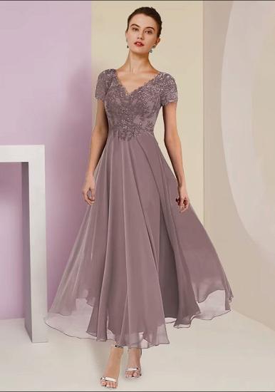 Elegant pink Mother of the Bride Dress lace | Motherdress with V-neck_2