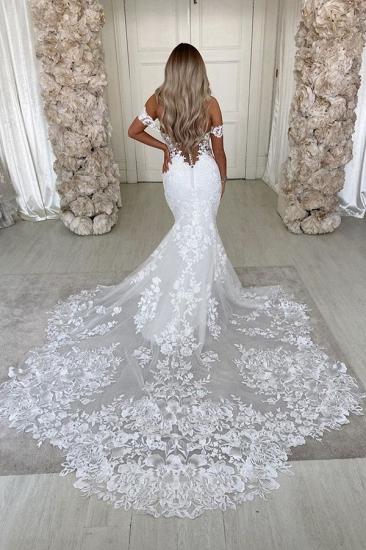 Off The Shoulder Mermaid Appliques Wedding Dresses | Lace Backless Bridal Gowns_2