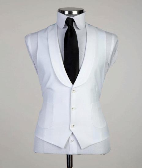 New white pointed lapel three-piece men's business suit_4