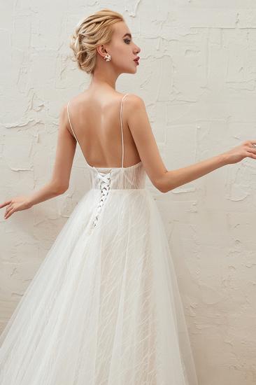 Harlan | Chic Deep V-neck White Tulle Princess Open back Wedding Dress with Court Train_4