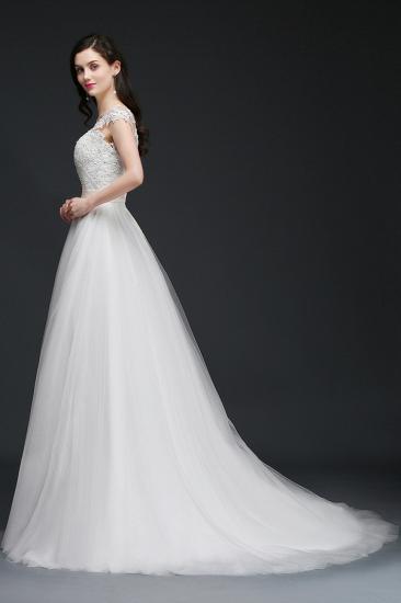A-line Scoop Court Train Tulle Glamorous Wedding Dresses with Sash_3