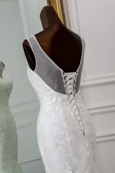 Bradyonlinewholesale Popular Jewel Sleeveless White Mermaid Wedding Dresses with Appliques_6